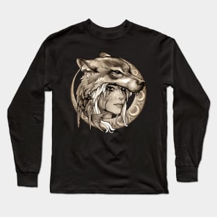 Wolf & Swallow - Art Nouveau Medallion [SEPIA] Long Sleeve T-Shirt